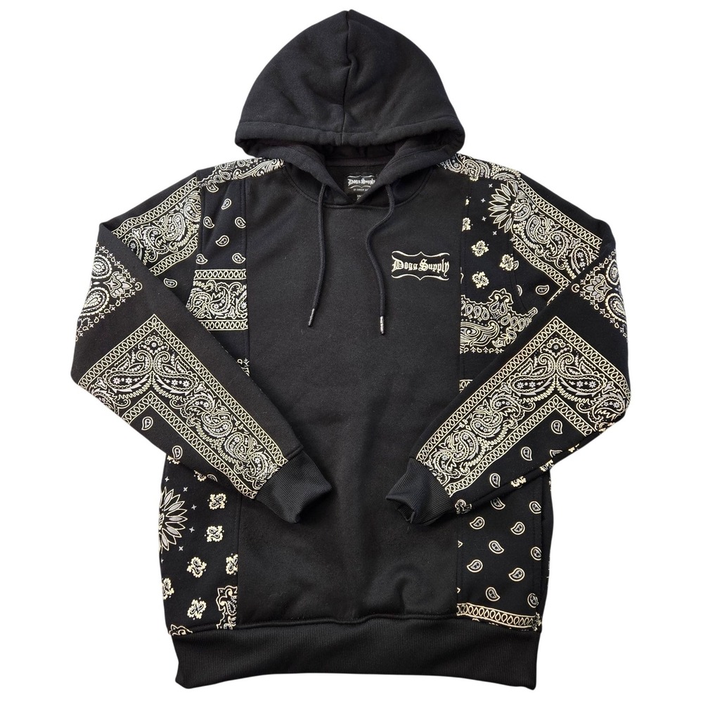 Dogg Supply Hoodie Mens XS Black Pullover Fleece Hooded‎ Bandana Graphic Print
